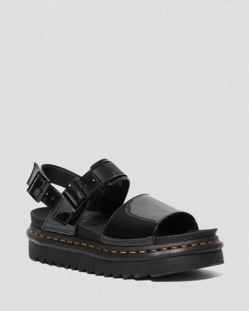 Dr Martens Voss Patent Leather Sandale Damske Čierne | 2410-NJOYM